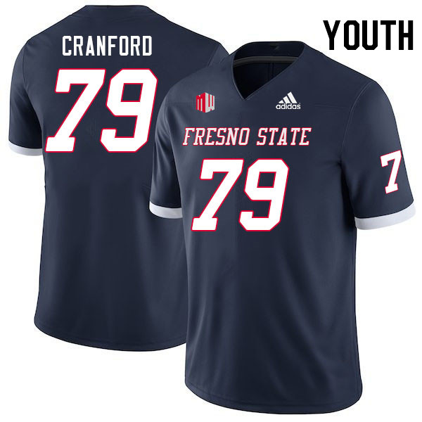 Youth #79 James Cranford Fresno State Bulldogs College Football Jerseys Stitched Sale-Navy - Click Image to Close